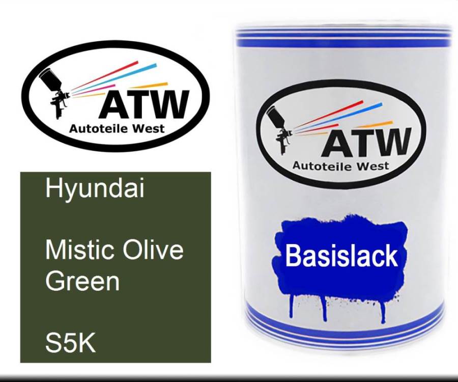 Hyundai, Mistic Olive Green, S5K: 500ml Lackdose, von ATW Autoteile West.